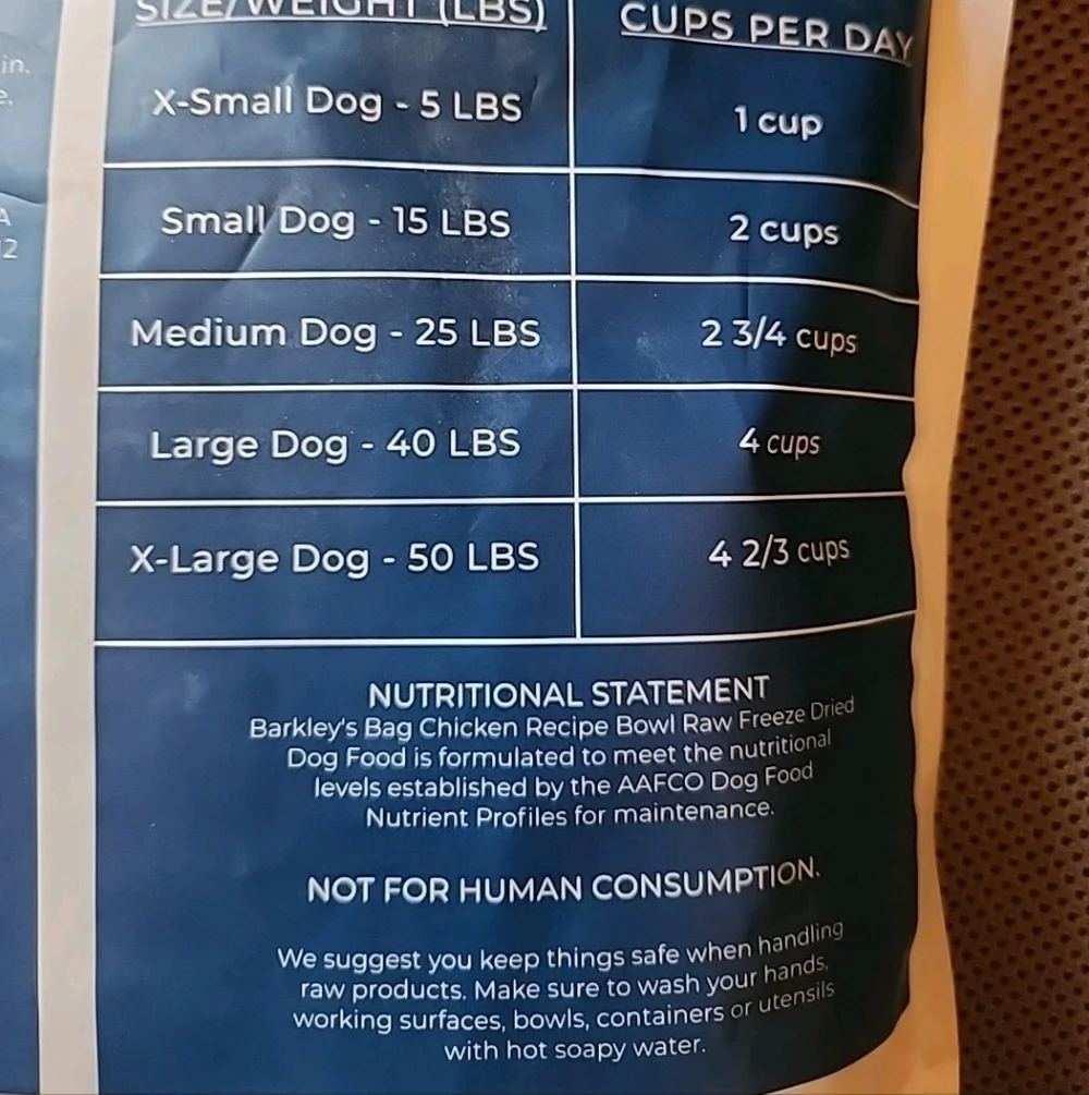 Barkley Bag Premium Pure Raw Dog Food - NEW in sealed bag = 16 oz bag